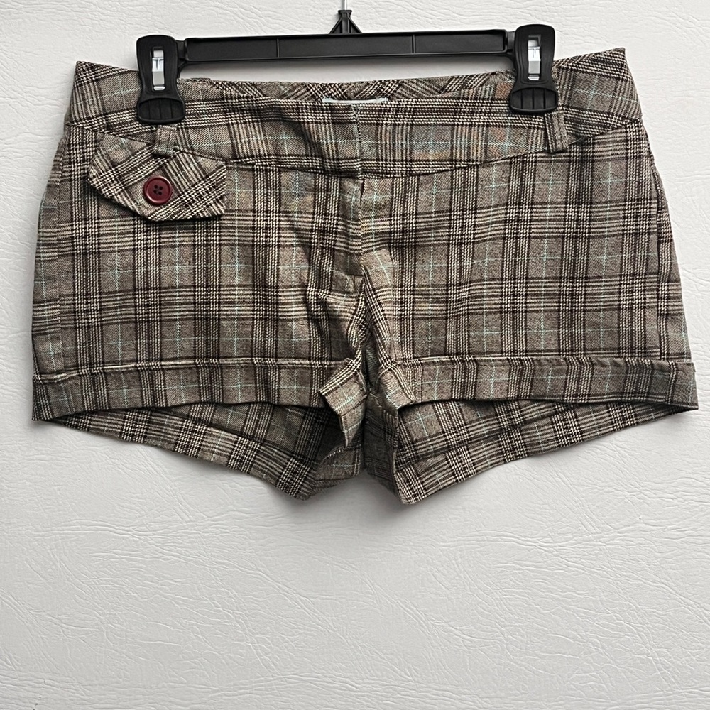 anchor blue Plaid Brown Tailored Women’s Shorts